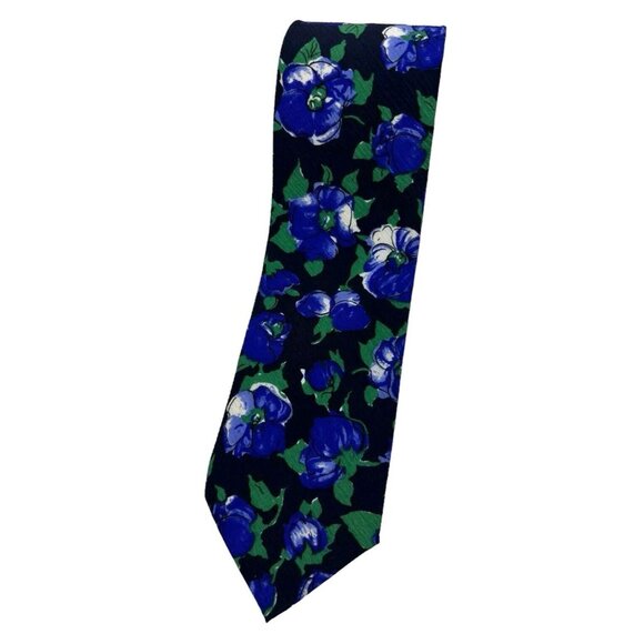 CARNAVAL DE VENISE Men's 100% Silk Necktie LUXURY Tie Navy Floral W:3.7"… - Picture 1 of 5